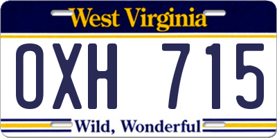 WV license plate OXH715