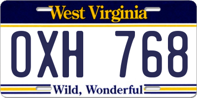 WV license plate OXH768