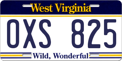 WV license plate OXS825