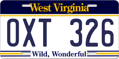 WV license plate OXT326