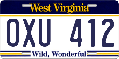 WV license plate OXU412