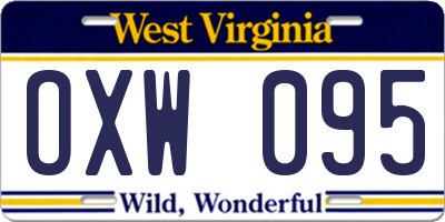 WV license plate OXW095