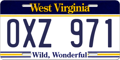 WV license plate OXZ971