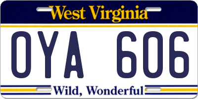 WV license plate OYA606