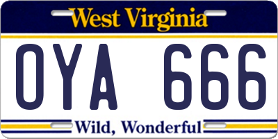 WV license plate OYA666