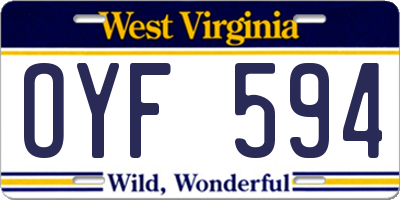 WV license plate OYF594