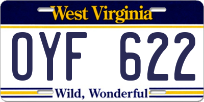 WV license plate OYF622