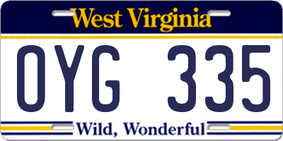 WV license plate OYG335