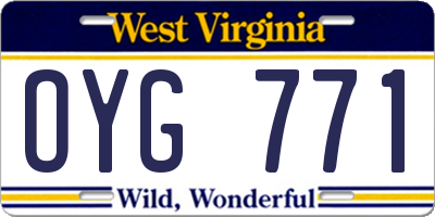 WV license plate OYG771