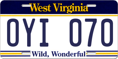 WV license plate OYI070