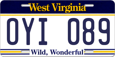 WV license plate OYI089