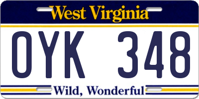 WV license plate OYK348