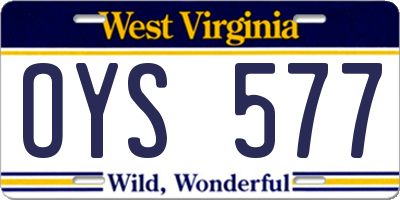 WV license plate OYS577