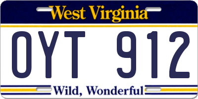 WV license plate OYT912