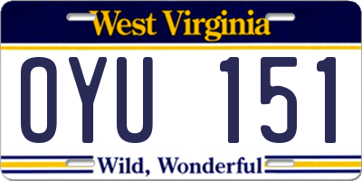 WV license plate OYU151