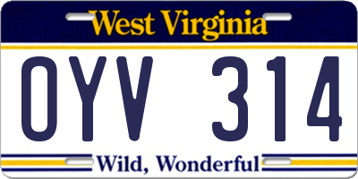 WV license plate OYV314
