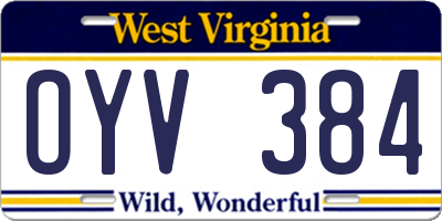 WV license plate OYV384