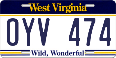 WV license plate OYV474