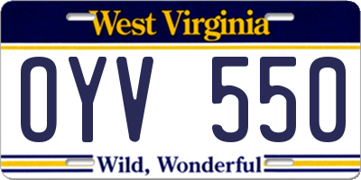 WV license plate OYV550