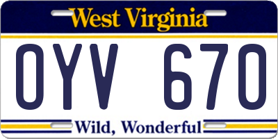 WV license plate OYV670