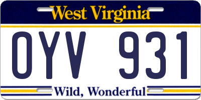 WV license plate OYV931