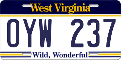 WV license plate OYW237