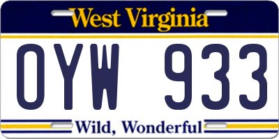 WV license plate OYW933