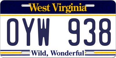 WV license plate OYW938
