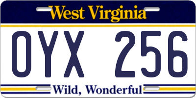 WV license plate OYX256