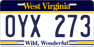 WV license plate OYX273