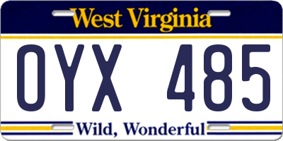 WV license plate OYX485