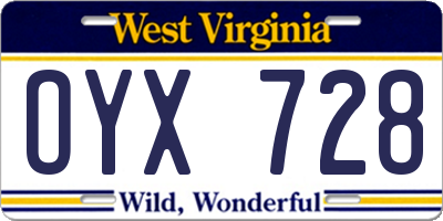 WV license plate OYX728