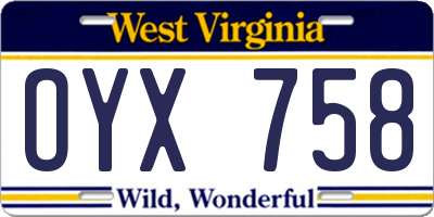 WV license plate OYX758