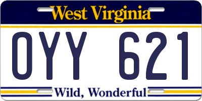 WV license plate OYY621