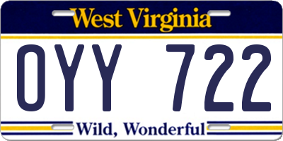 WV license plate OYY722