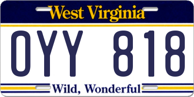 WV license plate OYY818