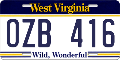 WV license plate OZB416