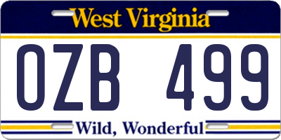 WV license plate OZB499