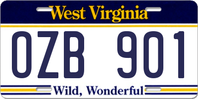 WV license plate OZB901