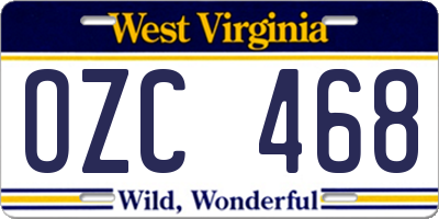 WV license plate OZC468