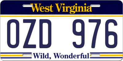 WV license plate OZD976
