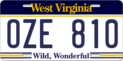 WV license plate OZE810