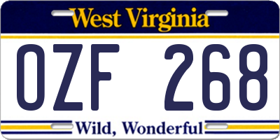 WV license plate OZF268