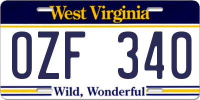 WV license plate OZF340