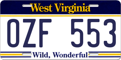 WV license plate OZF553