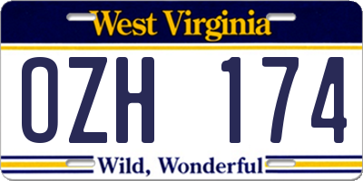 WV license plate OZH174