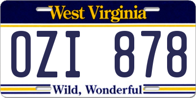 WV license plate OZI878