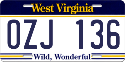 WV license plate OZJ136