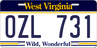 WV license plate OZL731