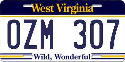WV license plate OZM307
